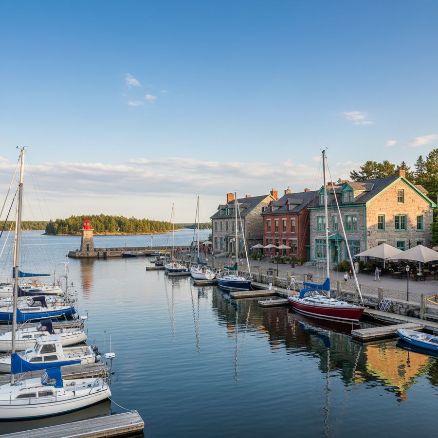 Penetanguishene harbour with boats